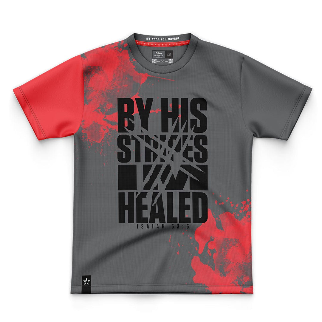 By His Stripes Dri-Fit Tee - Gray