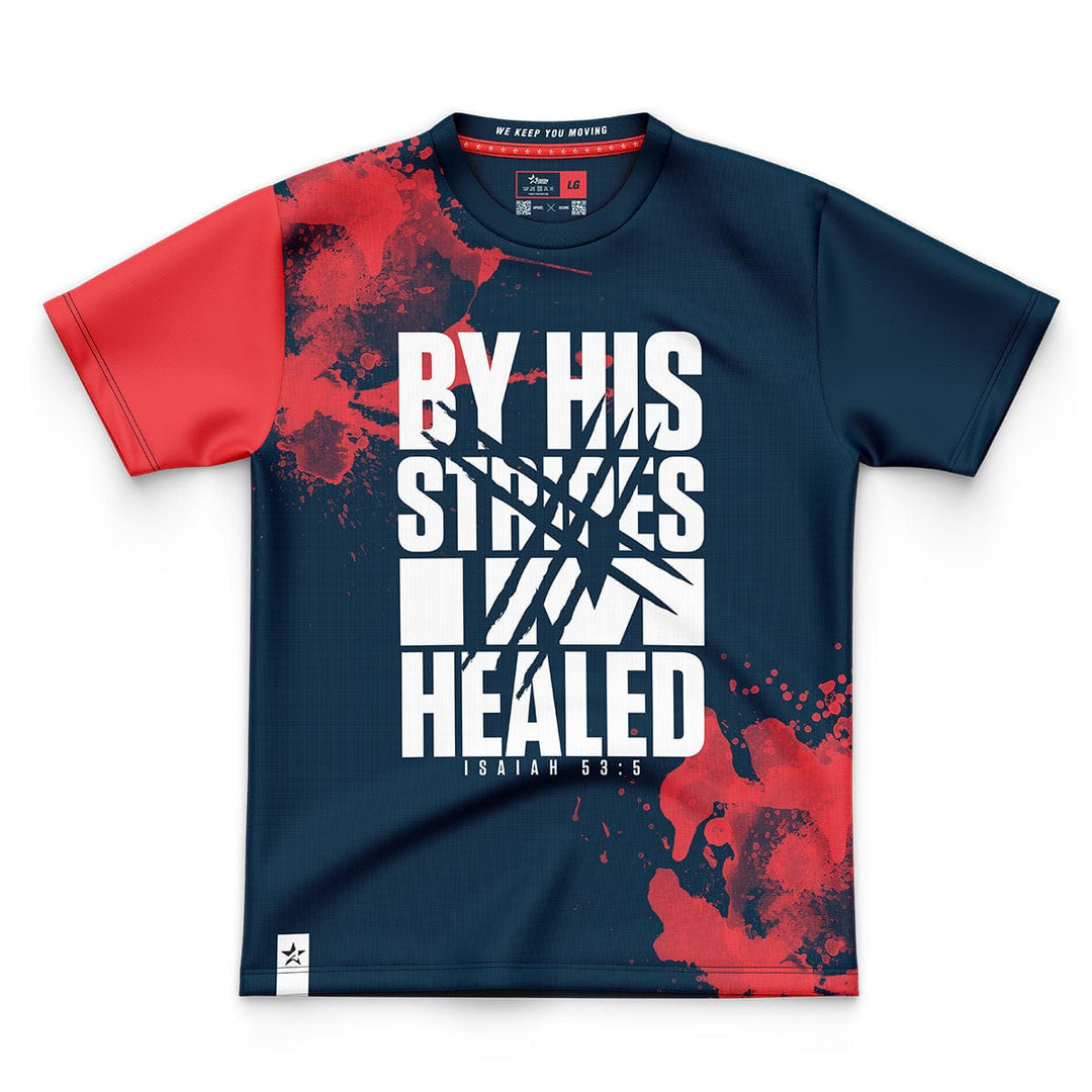 By His Stripes Dri-Fit Tee - Navy