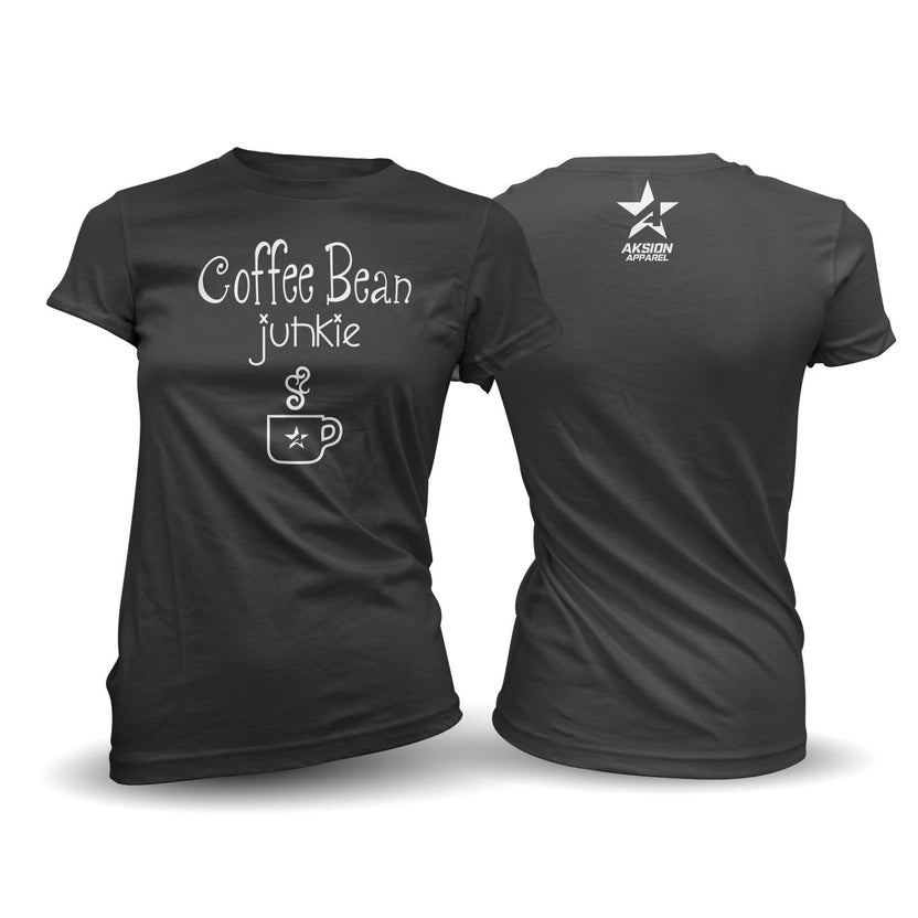 Coffee Bean Junkie Ladies Fitted Softstyle Tshirt Aksion Apparel