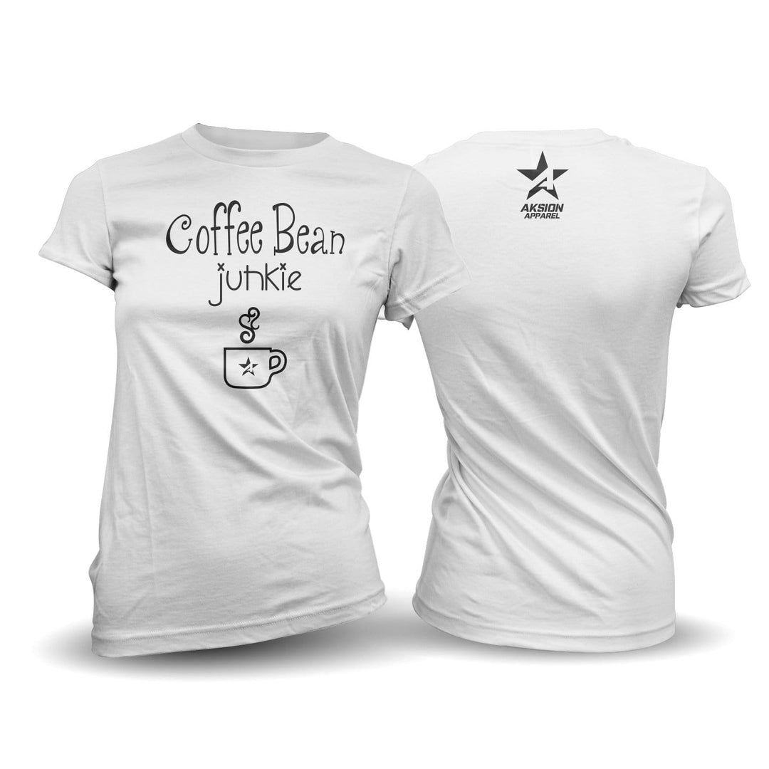 Coffee Bean Junkie Ladies Fitted Softstyle Tshirt Aksion Apparel